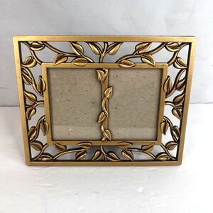 Elsa Gold Leaf Double Photo Slot Picture Frame Metal Brass Boho Garden Elegant